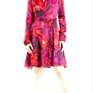 Natori Wine Printed Shirt Dress